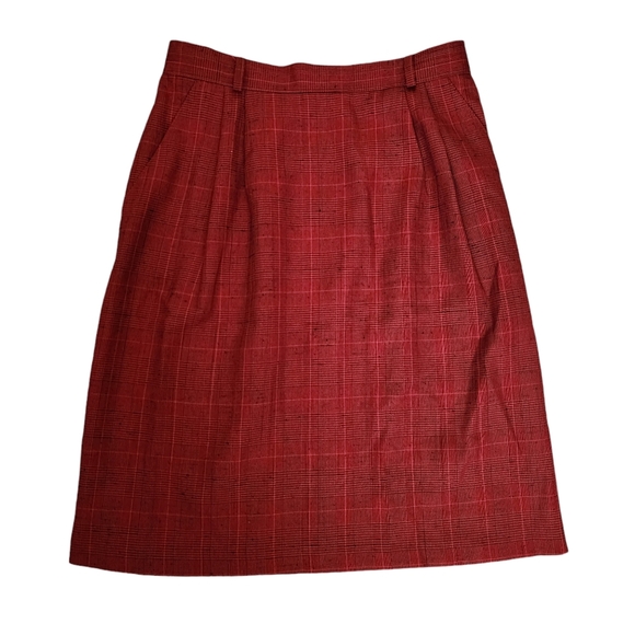 VINTAGE red plaid midi skirt - Picture 6 of 6